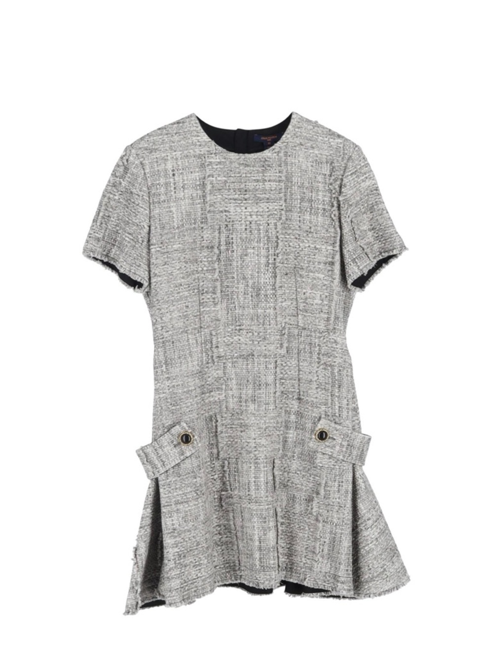 Louis Vuitton Tweed Crewneck Mini Dress in Grey Wool